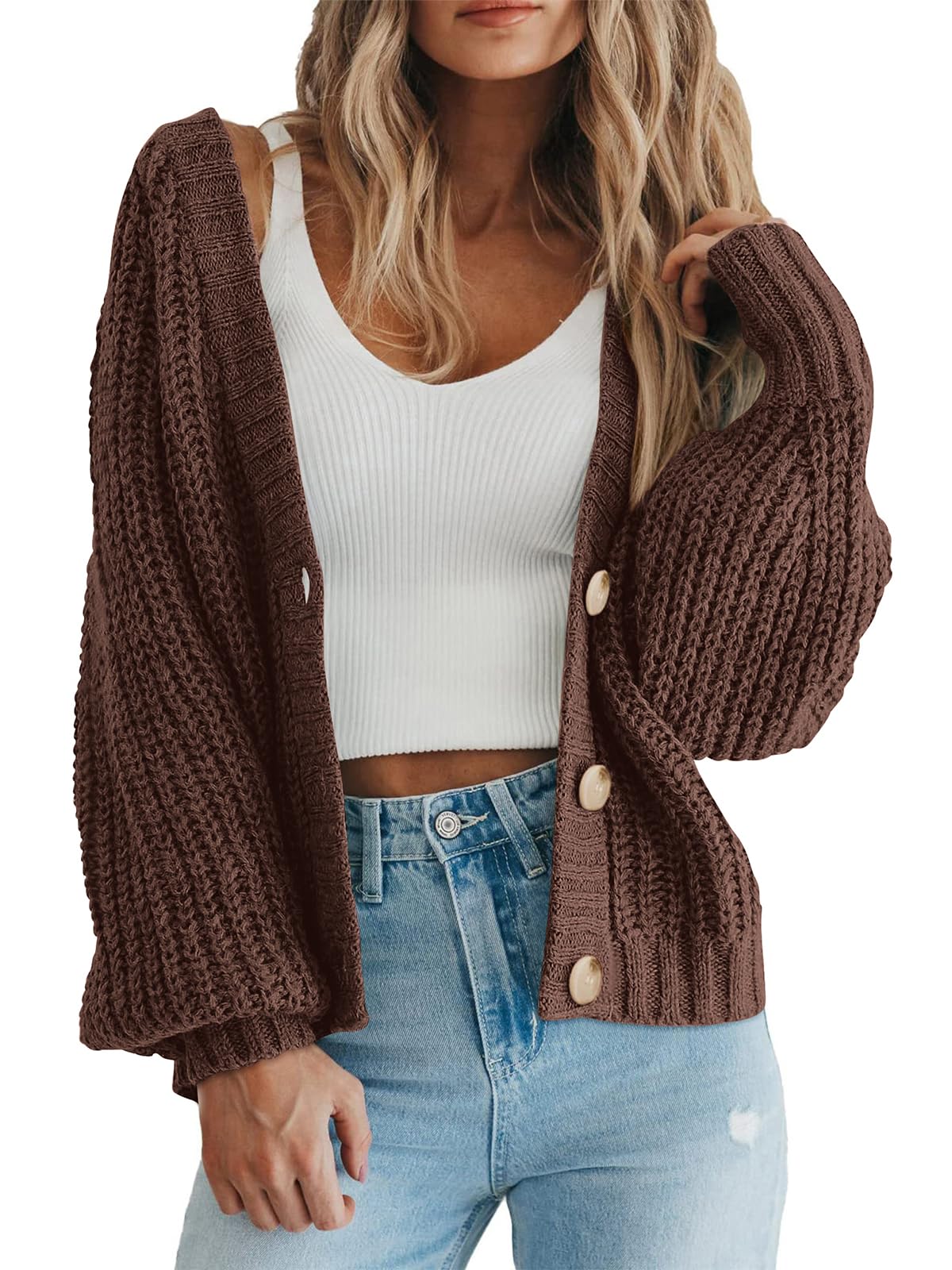 PRETTYGARDEN Women's Chunky Knit Open Front Cardigan Sweaters Fall Outfits