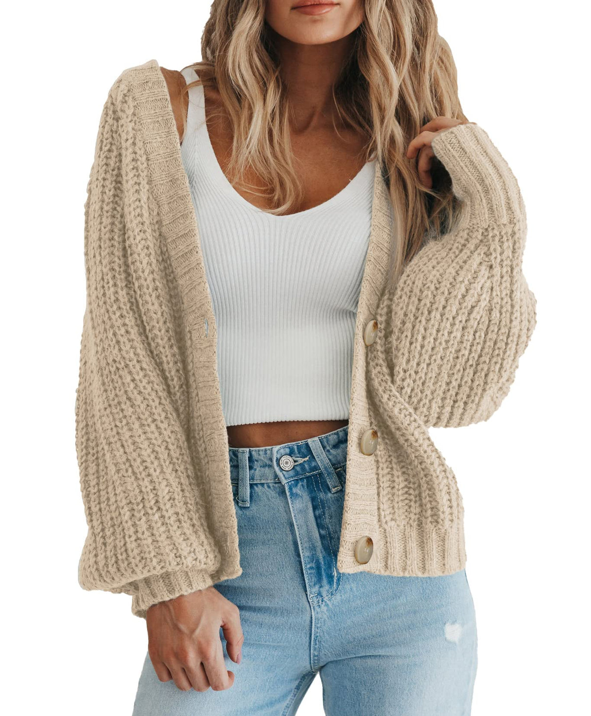 PRETTYGARDEN Women's Chunky Knit Open Front Cardigan Sweaters Fall Outfits